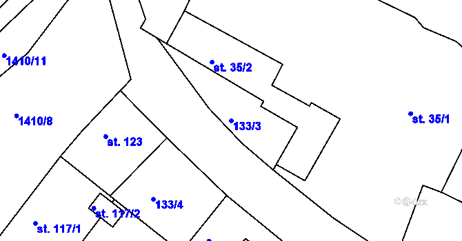 Parcela st. 133/3 v KÚ Velká Černoc, Katastrální mapa