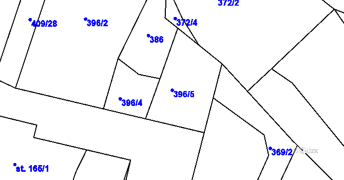 Parcela st. 396/5 v KÚ Velká Černoc, Katastrální mapa
