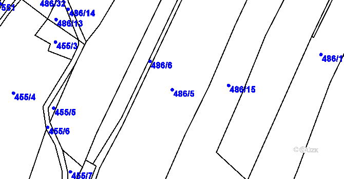 Parcela st. 486/5 v KÚ Velká Černoc, Katastrální mapa