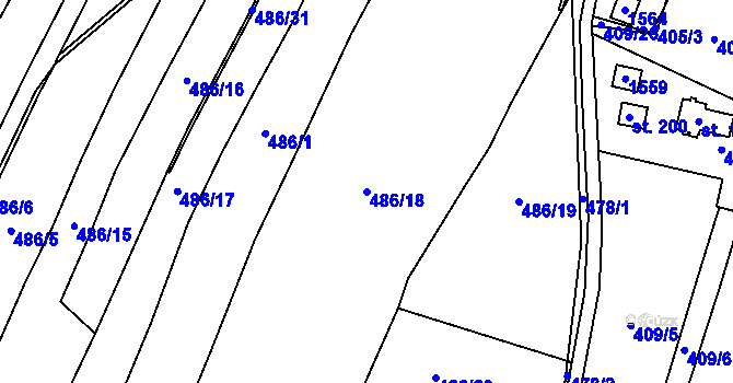 Parcela st. 486/18 v KÚ Velká Černoc, Katastrální mapa