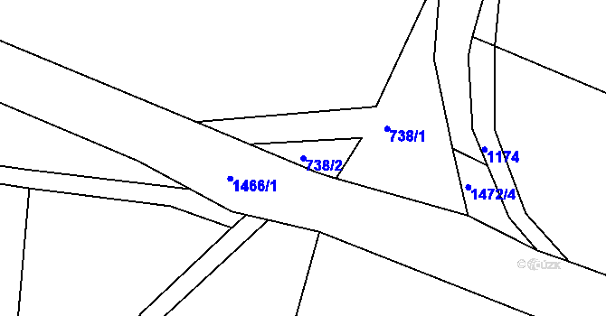 Parcela st. 738/2 v KÚ Velká Černoc, Katastrální mapa