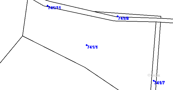 Parcela st. 741/1 v KÚ Velká Černoc, Katastrální mapa