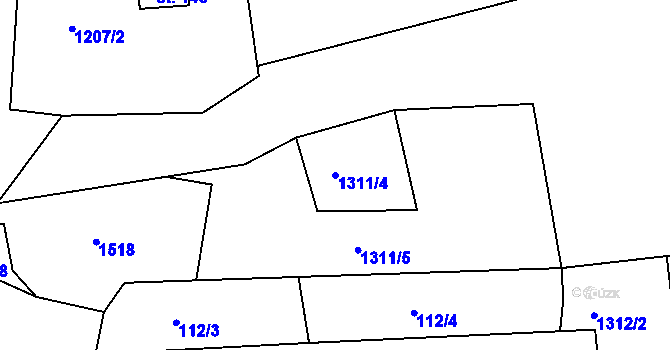 Parcela st. 1311/4 v KÚ Velká Černoc, Katastrální mapa
