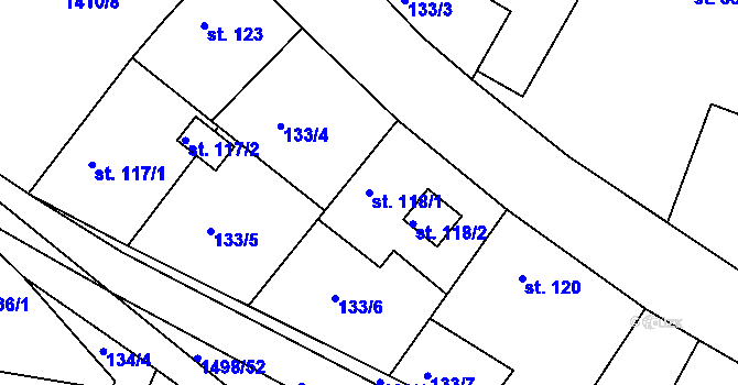 Parcela st. 118/1 v KÚ Velká Černoc, Katastrální mapa