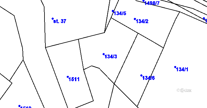 Parcela st. 134/3 v KÚ Velká Černoc, Katastrální mapa