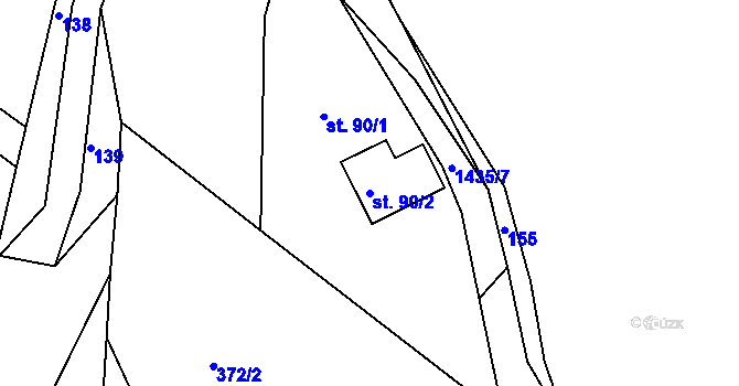 Parcela st. 90/2 v KÚ Velká Černoc, Katastrální mapa
