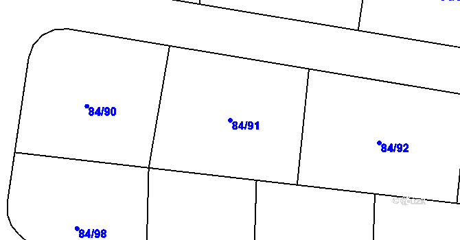 Parcela st. 84/91 v KÚ Velká Dobrá, Katastrální mapa