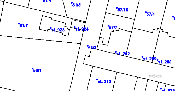 Parcela st. 61/3 v KÚ Velká Dobrá, Katastrální mapa