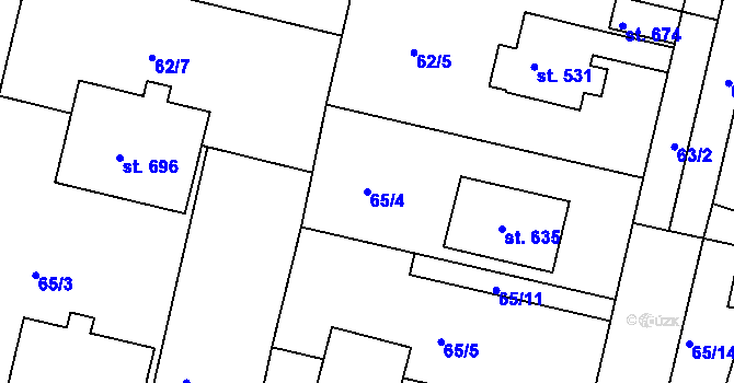 Parcela st. 65/4 v KÚ Velká Dobrá, Katastrální mapa
