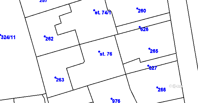 Parcela st. 76 v KÚ Klimentov, Katastrální mapa