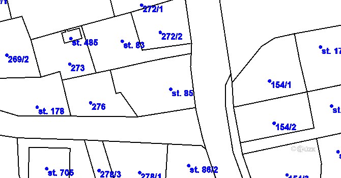 Parcela st. 85 v KÚ Klimentov, Katastrální mapa