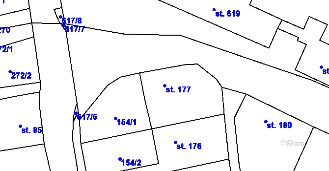 Parcela st. 177 v KÚ Klimentov, Katastrální mapa