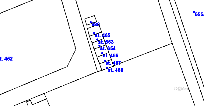 Parcela st. 466 v KÚ Klimentov, Katastrální mapa