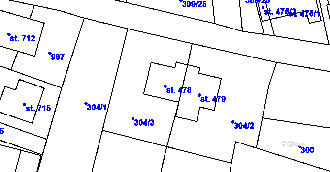 Parcela st. 478 v KÚ Klimentov, Katastrální mapa