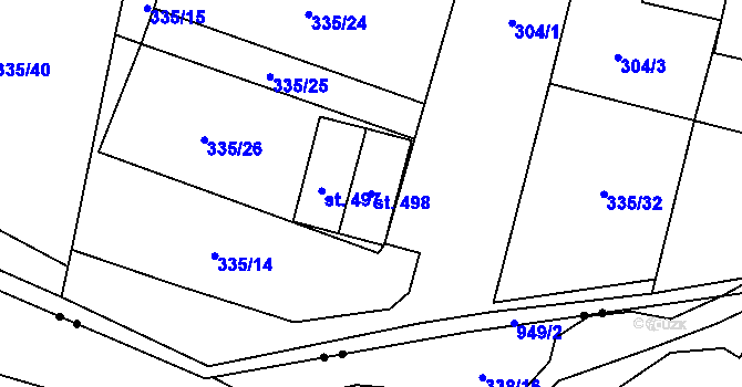 Parcela st. 498 v KÚ Klimentov, Katastrální mapa
