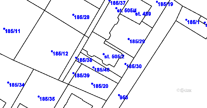 Parcela st. 505/2 v KÚ Klimentov, Katastrální mapa