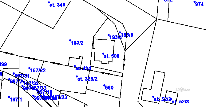 Parcela st. 506 v KÚ Klimentov, Katastrální mapa