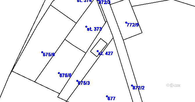 Parcela st. 427 v KÚ Malá Hleďsebe, Katastrální mapa