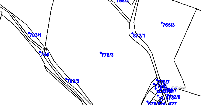 Parcela st. 778/3 v KÚ Malá Hleďsebe, Katastrální mapa