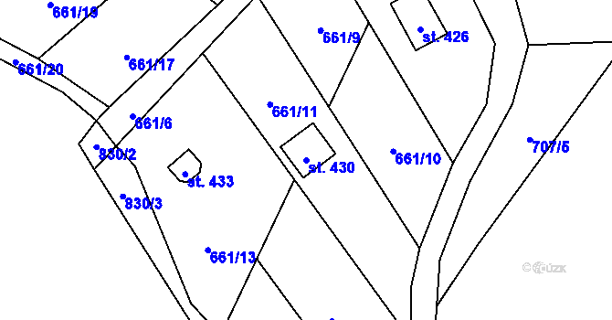 Parcela st. 430 v KÚ Malá Hleďsebe, Katastrální mapa