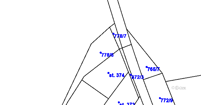 Parcela st. 778/6 v KÚ Malá Hleďsebe, Katastrální mapa