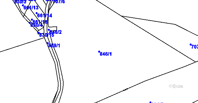 Parcela st. 846/1 v KÚ Malá Hleďsebe, Katastrální mapa