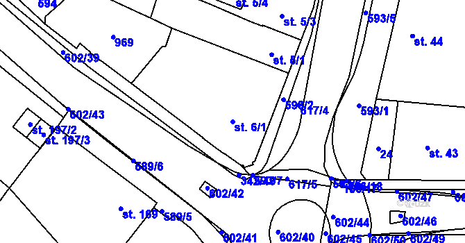Parcela st. 6/1 v KÚ Velká Hleďsebe, Katastrální mapa