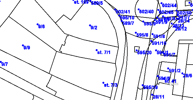 Parcela st. 7/1 v KÚ Velká Hleďsebe, Katastrální mapa