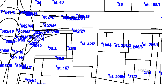 Parcela st. 42/2 v KÚ Velká Hleďsebe, Katastrální mapa