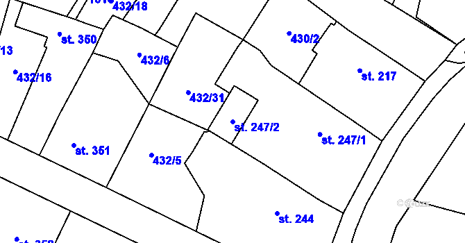 Parcela st. 247/2 v KÚ Velká Hleďsebe, Katastrální mapa
