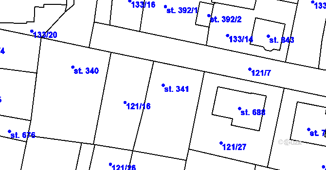 Parcela st. 341 v KÚ Velká Hleďsebe, Katastrální mapa