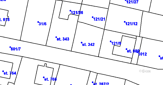 Parcela st. 342 v KÚ Velká Hleďsebe, Katastrální mapa