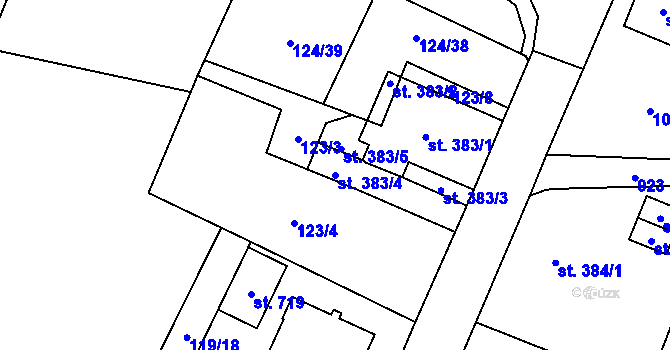 Parcela st. 383/4 v KÚ Velká Hleďsebe, Katastrální mapa