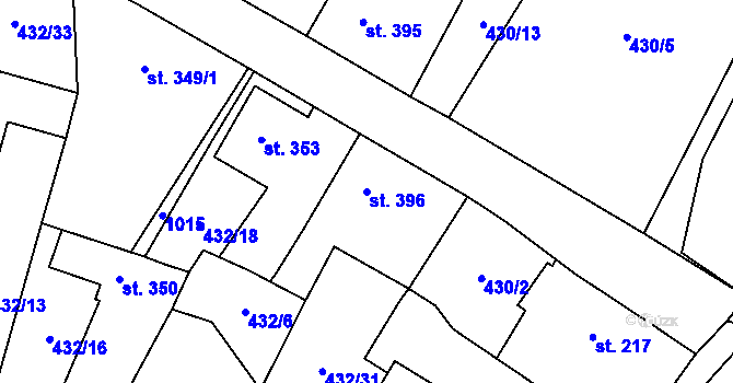 Parcela st. 396 v KÚ Velká Hleďsebe, Katastrální mapa