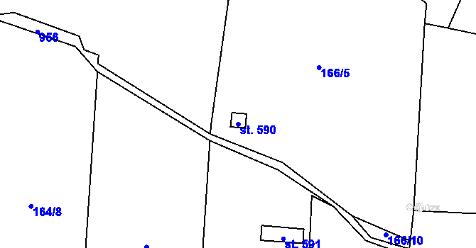 Parcela st. 590 v KÚ Velká Hleďsebe, Katastrální mapa