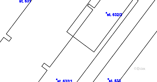 Parcela st. 632 v KÚ Velká Hleďsebe, Katastrální mapa