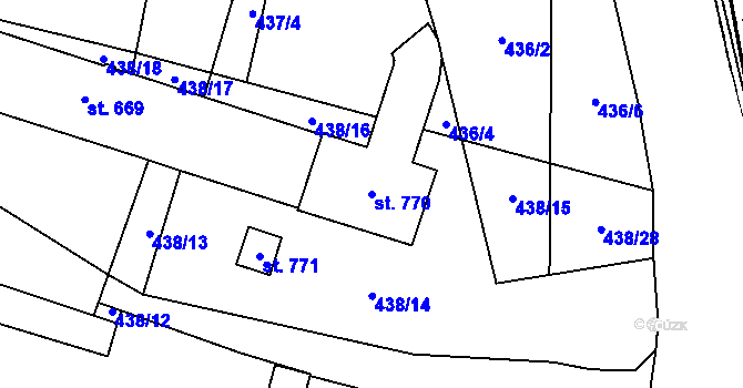 Parcela st. 770 v KÚ Velká Hleďsebe, Katastrální mapa