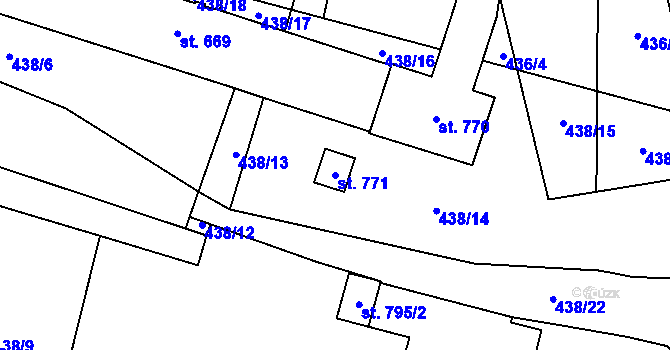 Parcela st. 771 v KÚ Velká Hleďsebe, Katastrální mapa