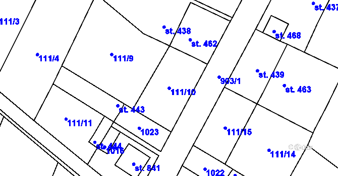 Parcela st. 111/10 v KÚ Velká Hleďsebe, Katastrální mapa