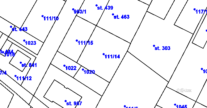 Parcela st. 111/14 v KÚ Velká Hleďsebe, Katastrální mapa
