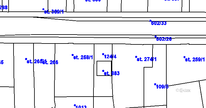 Parcela st. 124/4 v KÚ Velká Hleďsebe, Katastrální mapa