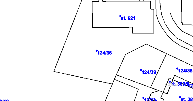 Parcela st. 124/36 v KÚ Velká Hleďsebe, Katastrální mapa