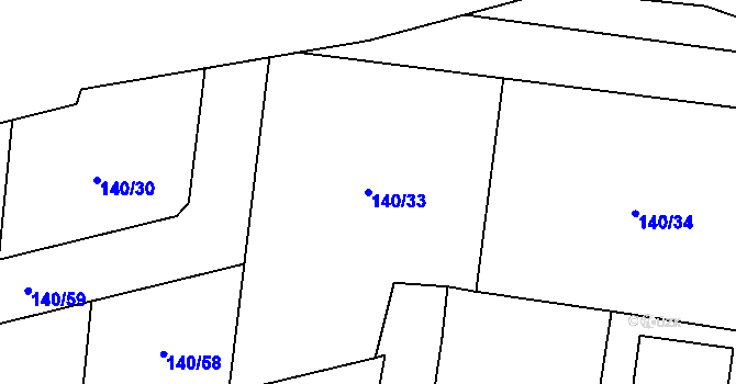 Parcela st. 140/33 v KÚ Velká Hleďsebe, Katastrální mapa