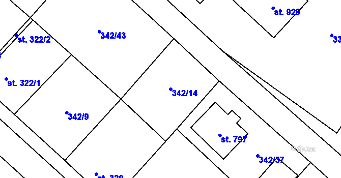 Parcela st. 342/14 v KÚ Velká Hleďsebe, Katastrální mapa