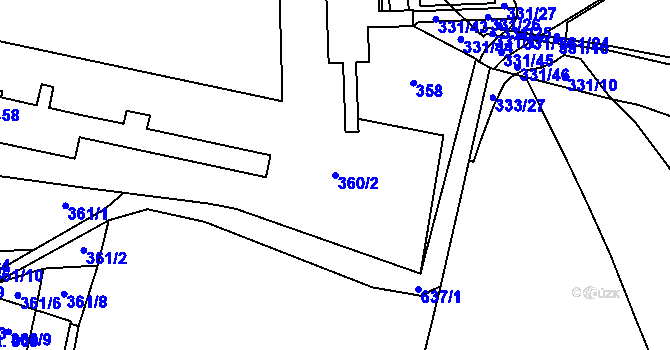 Parcela st. 360/2 v KÚ Velká Hleďsebe, Katastrální mapa