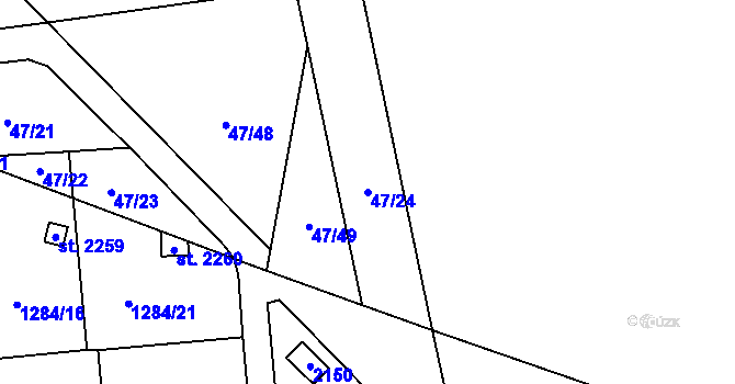 Parcela st. 47/24 v KÚ Velká Hleďsebe, Katastrální mapa