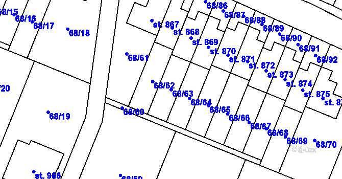 Parcela st. 68/63 v KÚ Velká Hleďsebe, Katastrální mapa