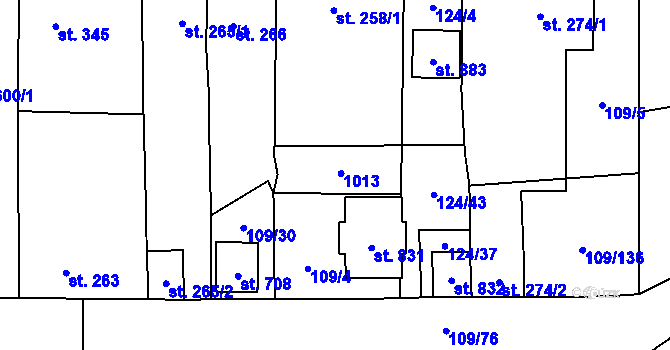 Parcela st. 258/2 v KÚ Velká Hleďsebe, Katastrální mapa