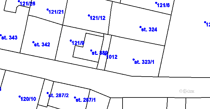 Parcela st. 323/2 v KÚ Velká Hleďsebe, Katastrální mapa
