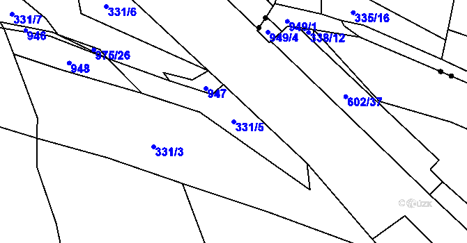 Parcela st. 331/5 v KÚ Velká Hleďsebe, Katastrální mapa